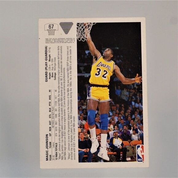 1991-92 Upper Deck Magic Johnson Los Angeles Lakers Basketball Card #67 - Picture 2 of 2